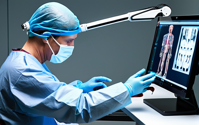 **Prompt:** A surgeon using robotic arms with tactile feedback gloves, operating on a patient remotely. Futuristic medical technology, high precision.