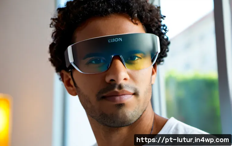 Home 17 감각 확장 인터페이스의 필수 기술 스택 - Photorealistic close-up of a wearable sensory expansion interface: a diverse adult engineer wearing ...